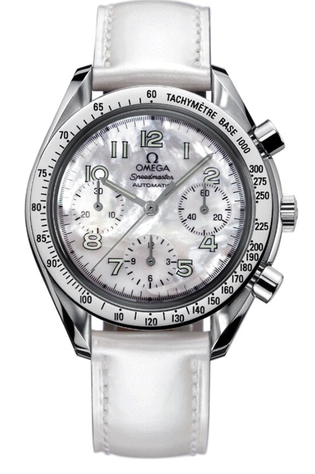Omega Speedmaster White Mop Dial on Leather Strap Ref. 3802.70.56 Card 2003