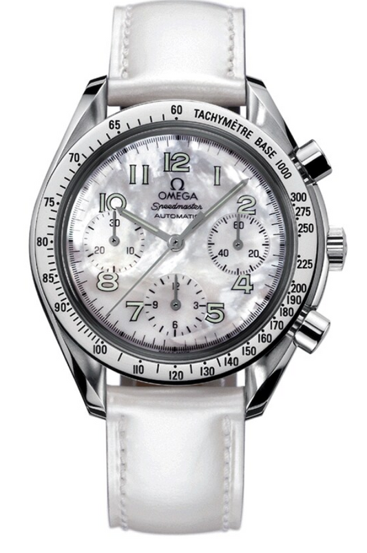 Omega Speedmaster White Mop Dial on Leather Strap Ref. 3802.70.56 Card 2003