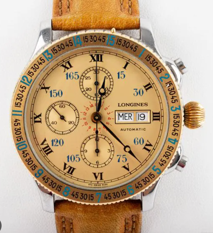 Longines Lindbergh Hour Angle Ivory Dial on Og Leather Band Ref. 674.5232