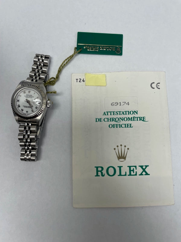 Rolex Datejust White Roman Dial on Jubilee Ref 69174 with Papers 1996