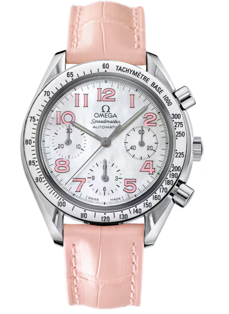 Omega Speedmaster White Mop Dial on Leather Strap Ref. 3834.74.34