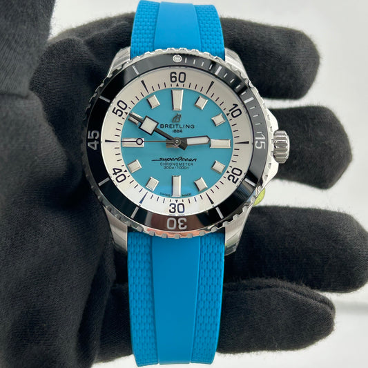 Breitling Superocean Automatic Turquoise Dial on Rubber Strap Ref. A17376211L2S2 Card 2026 — view 2