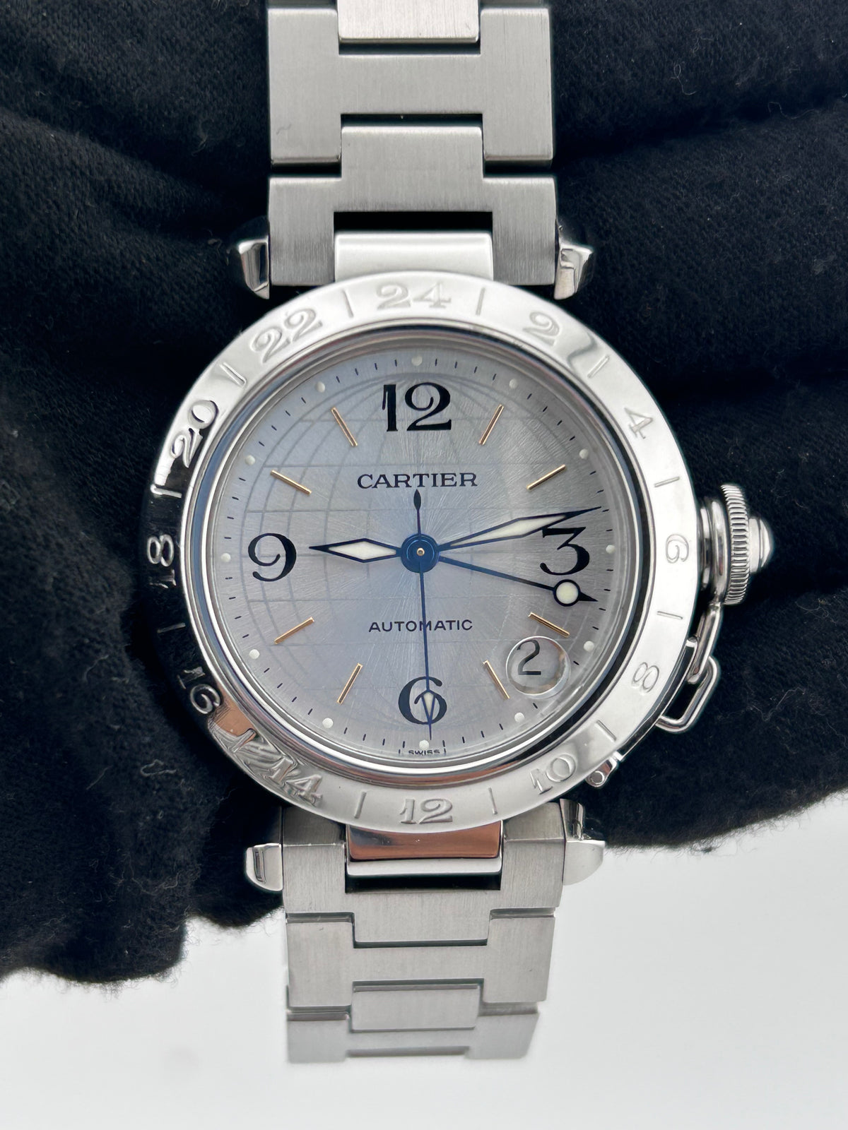 Cartier Pasha C Silver Dial on Stainless Steel Bracelet Ref. W31029M7 Manuals Only and Box — view 3