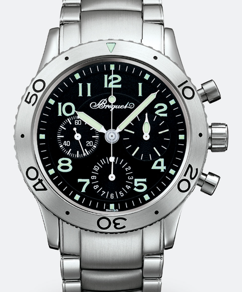 Breguet Type XX Black Dial on Stainless Steel Bracelet Ref. 3800ST/92/SW9