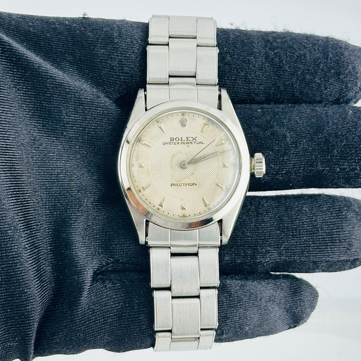 Rolex Oyster Perpetual Precision Albino White Dial Dial on Oyster Rivet Bracelet Ref. 6022 1963 — view 2