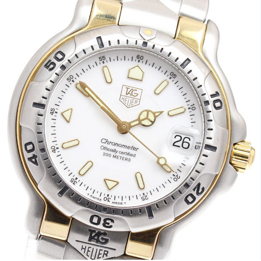 Tag Heuer 6000 White Dial on 18 K Gold And Stainless Steel Ref. WH5151