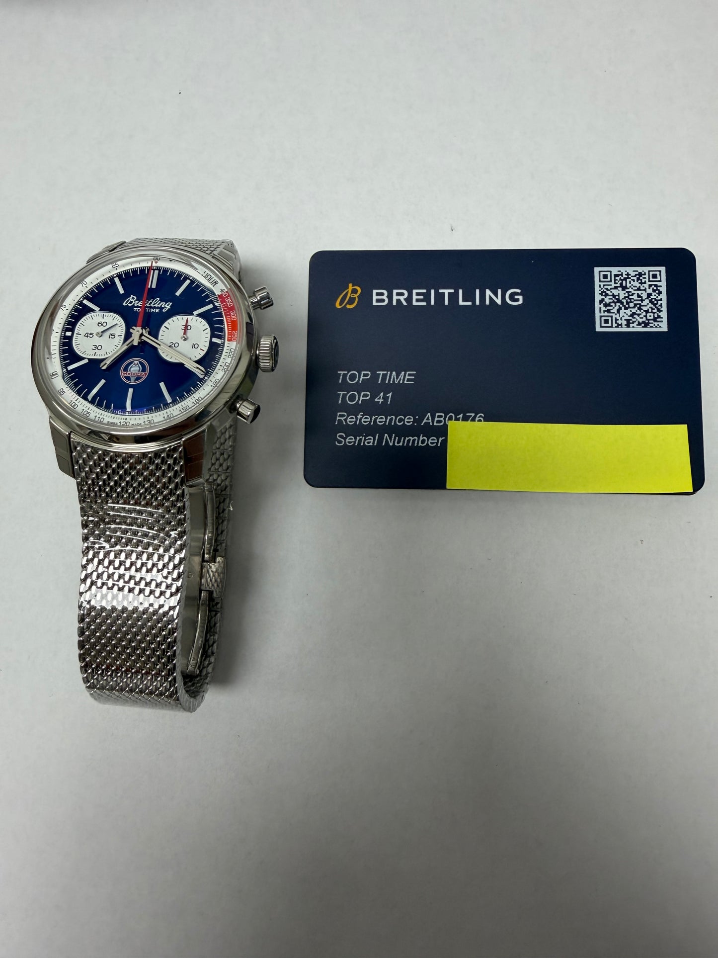 Breitling Top Time Blue Dial on Mesh Steel Ref. AB01763A1C1A1 Card — view 6