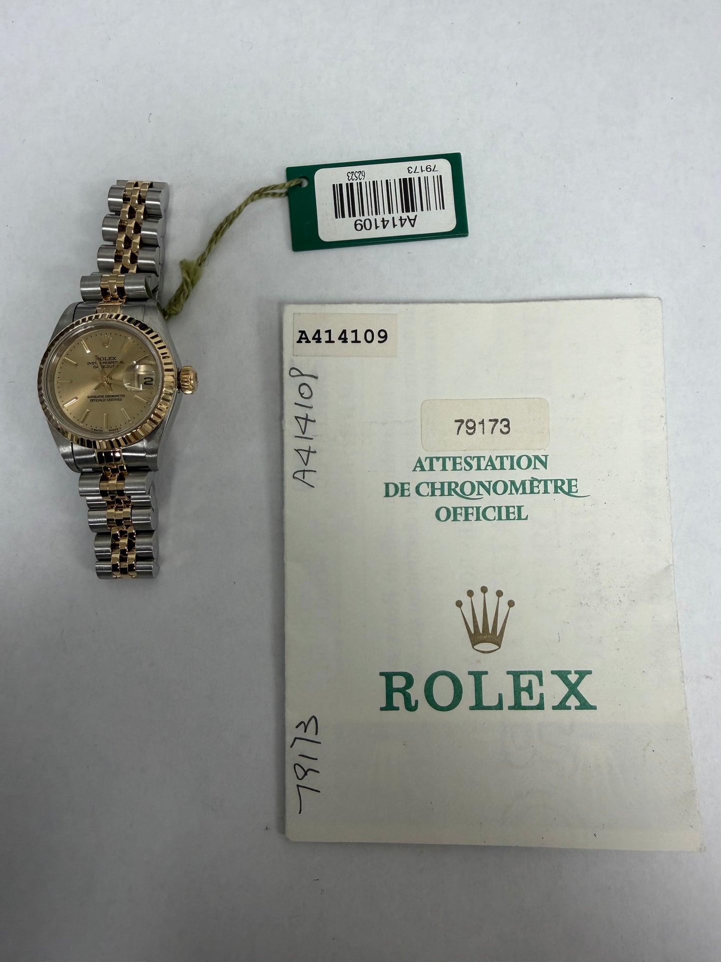 Rolex Datejust Gold Stick Dial on D Link Jubilee Ref. 79173 Papers 2000 — view 6