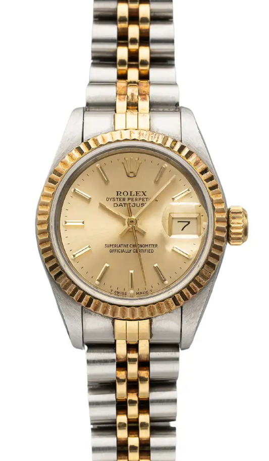 Rolex Datejust Lady Champagne Stick Dial on 2 Tone Jubilee D Link Bracelet Ref. 69173 Card 2020