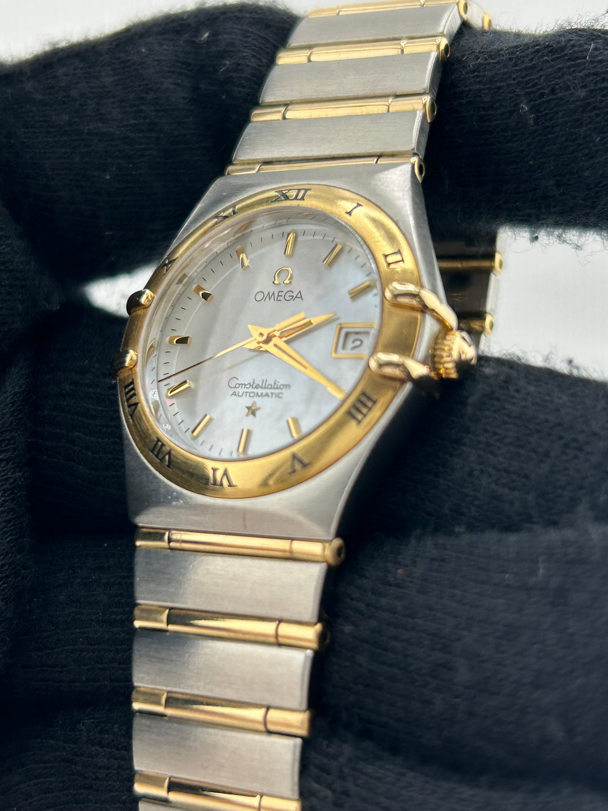 Omega Constellation White Mop Dial on 2 Tone Yellow Gold/Stainless Steel Bracelet Ref. 766.1201 — view 3