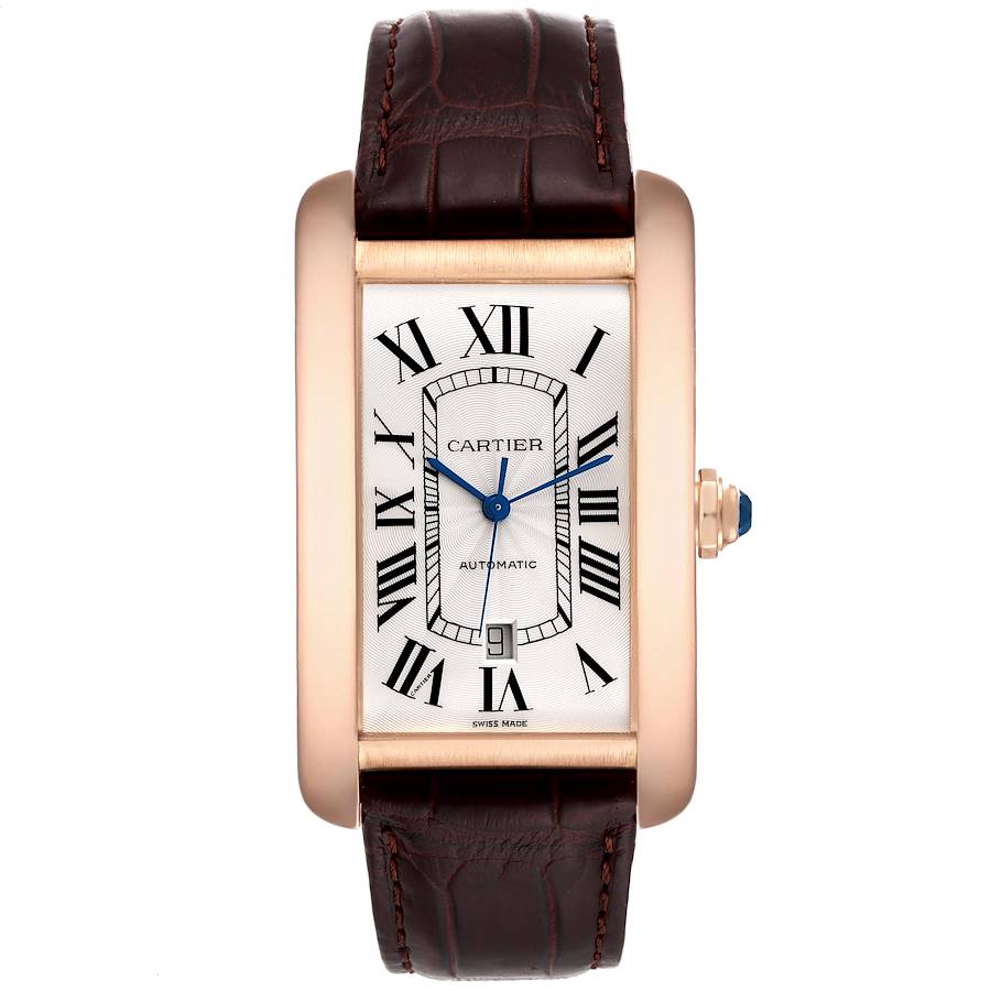 Cartier Tank Americaine XL Silver Roman Dial on Leather Ref. 2927 Papers 2009