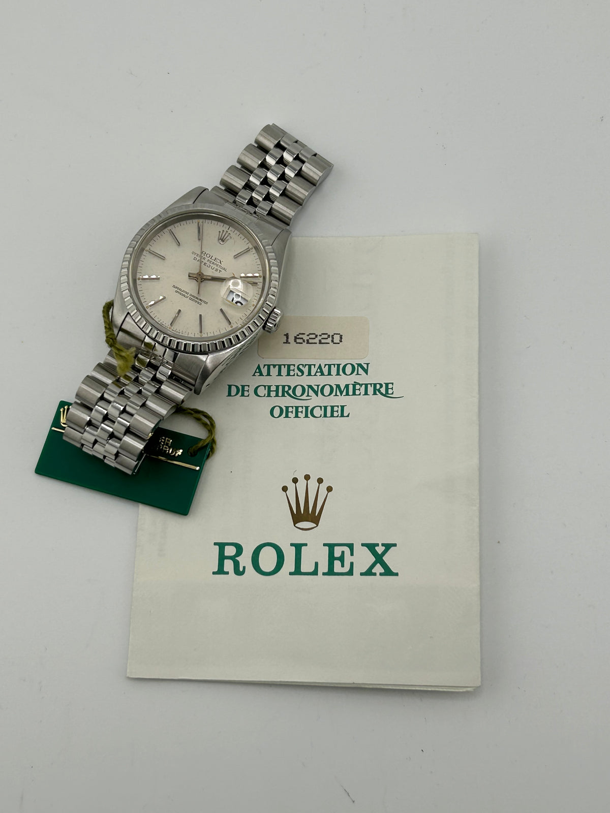 Rolex Datejust Silver Stick Dial on Jubilee D Link Bracelet Ref. 16220 1992 — view 8