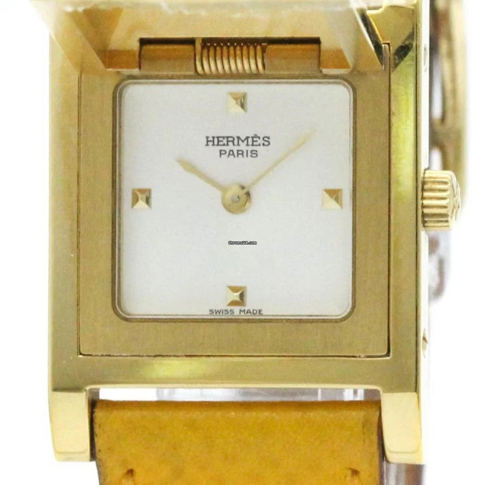 Hermes Medor White Dial on Leather Ref. MEDOR