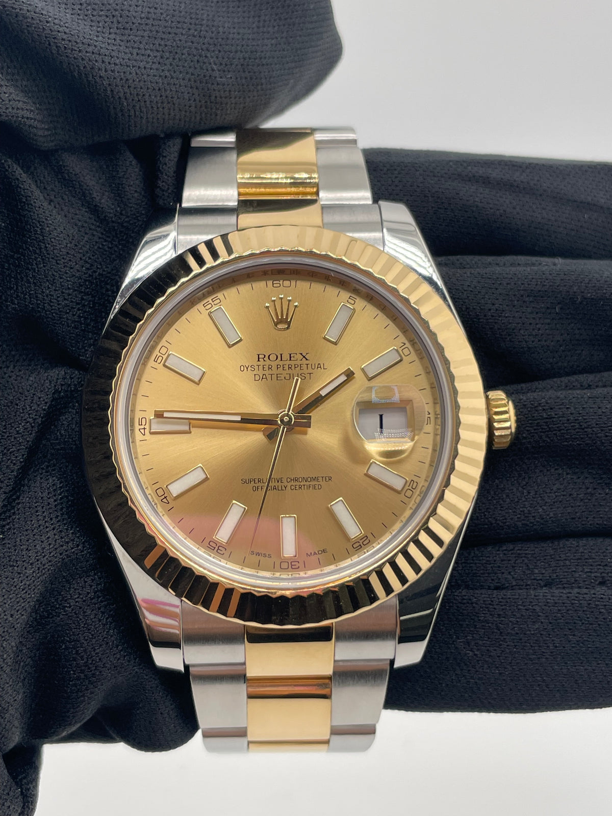 Rolex Datejust II Champagne Stick Dial on Oyster Ref. 116333 Card 2012 — view 2
