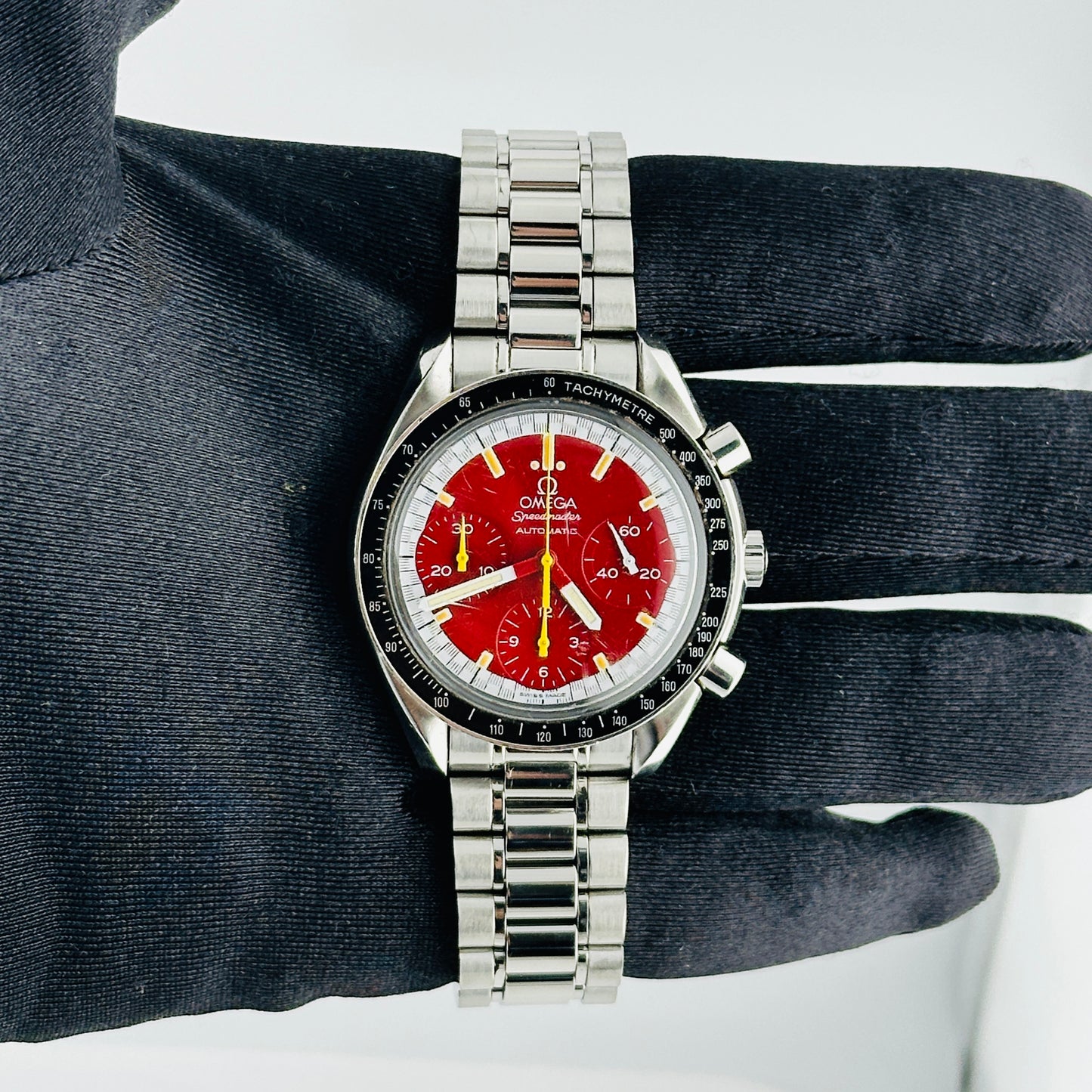 Omega Speedmaster Red Red Arabic Dial on Stainless Steel Bracelet Ref. 3510.61 Card Open Date — view 2