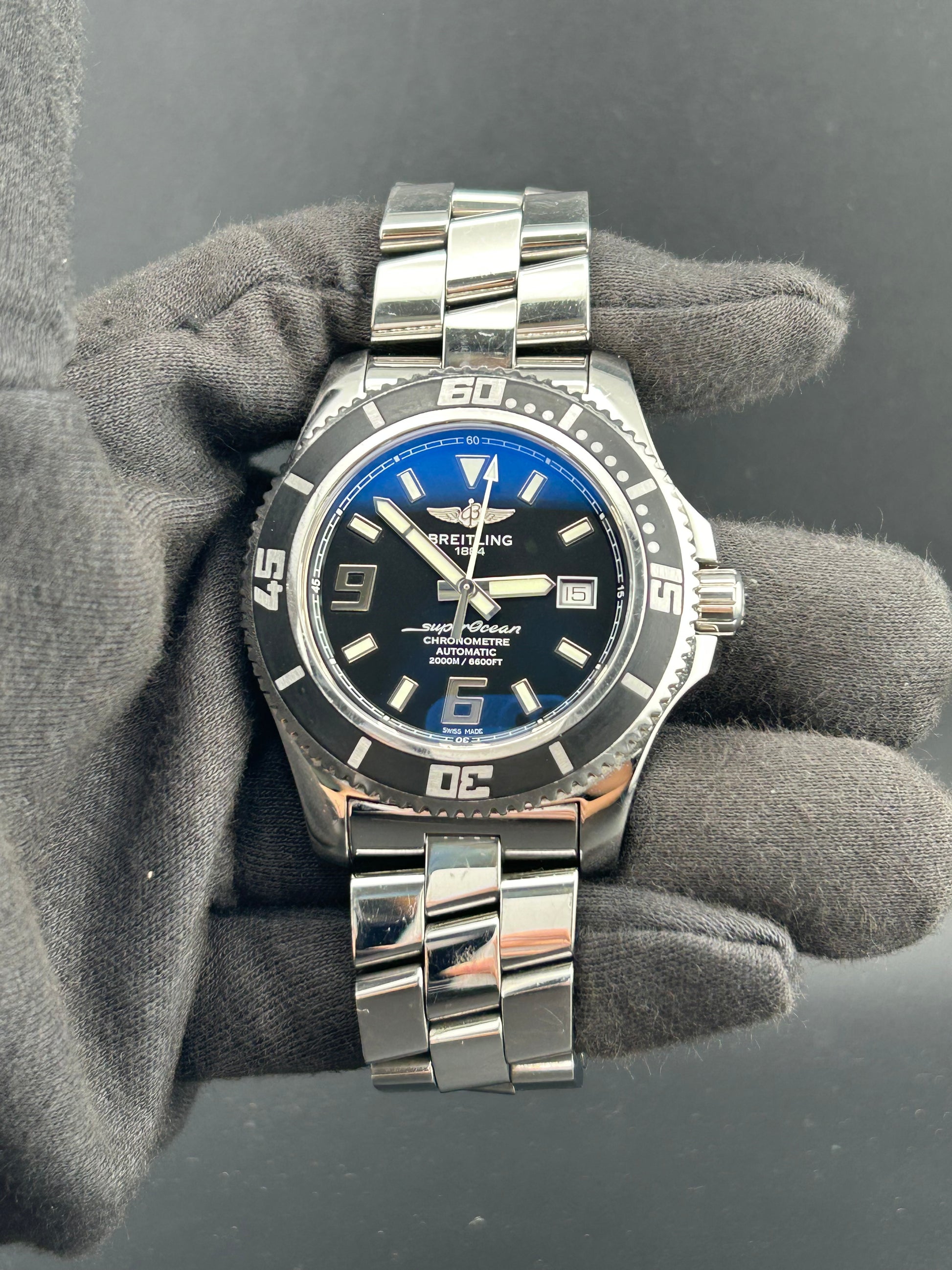 Breitling Superocean 44 Black Arabic Numerals Dial on Stainless Steel Bracelet Ref. A17391/A1739102/BA77 Complete 2015 — view 2
