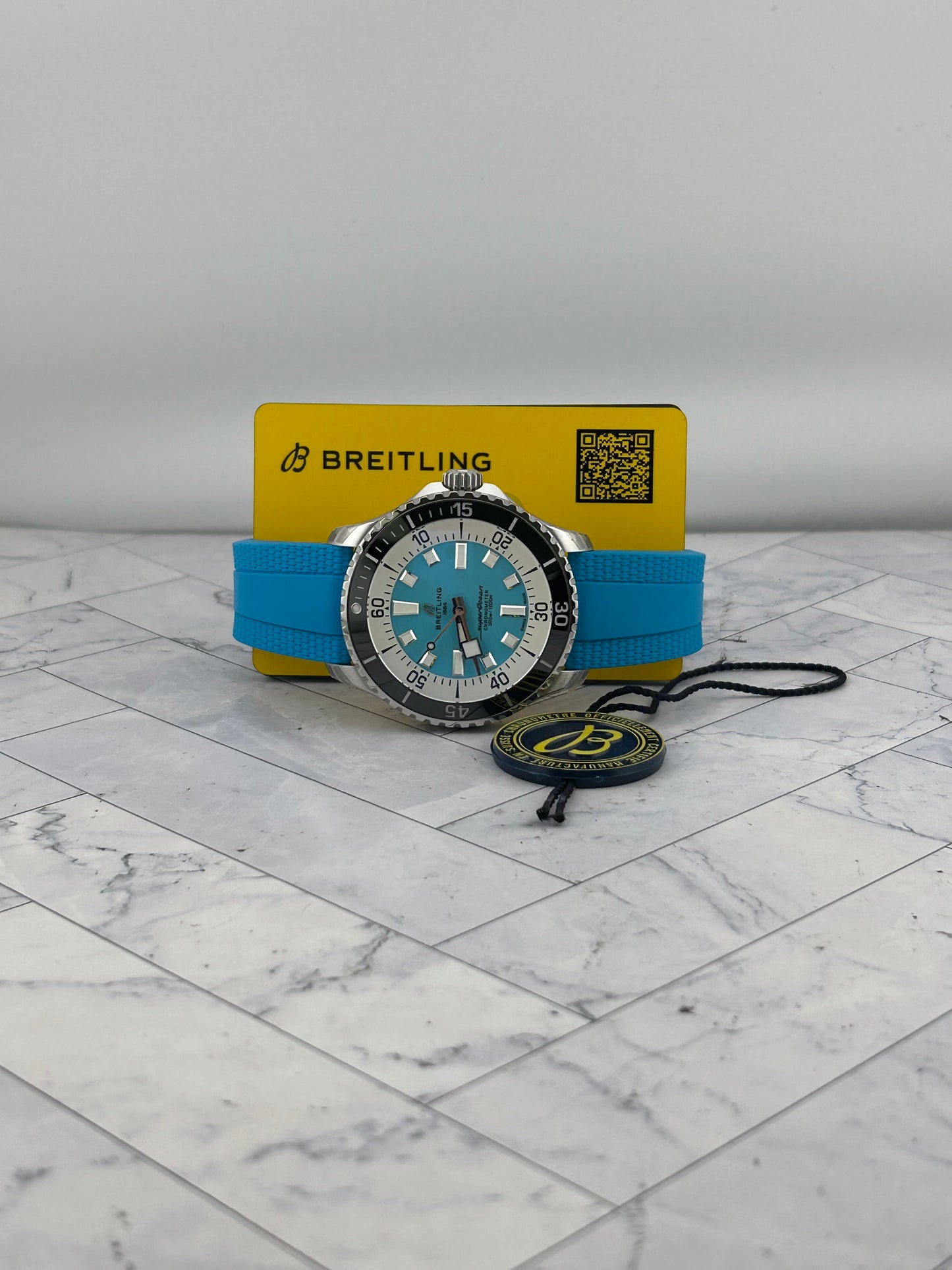 Breitling Superocean Automatic Turquoise Dial on Rubber Strap Ref. A17376211L2S2 Card 2026 — view 7