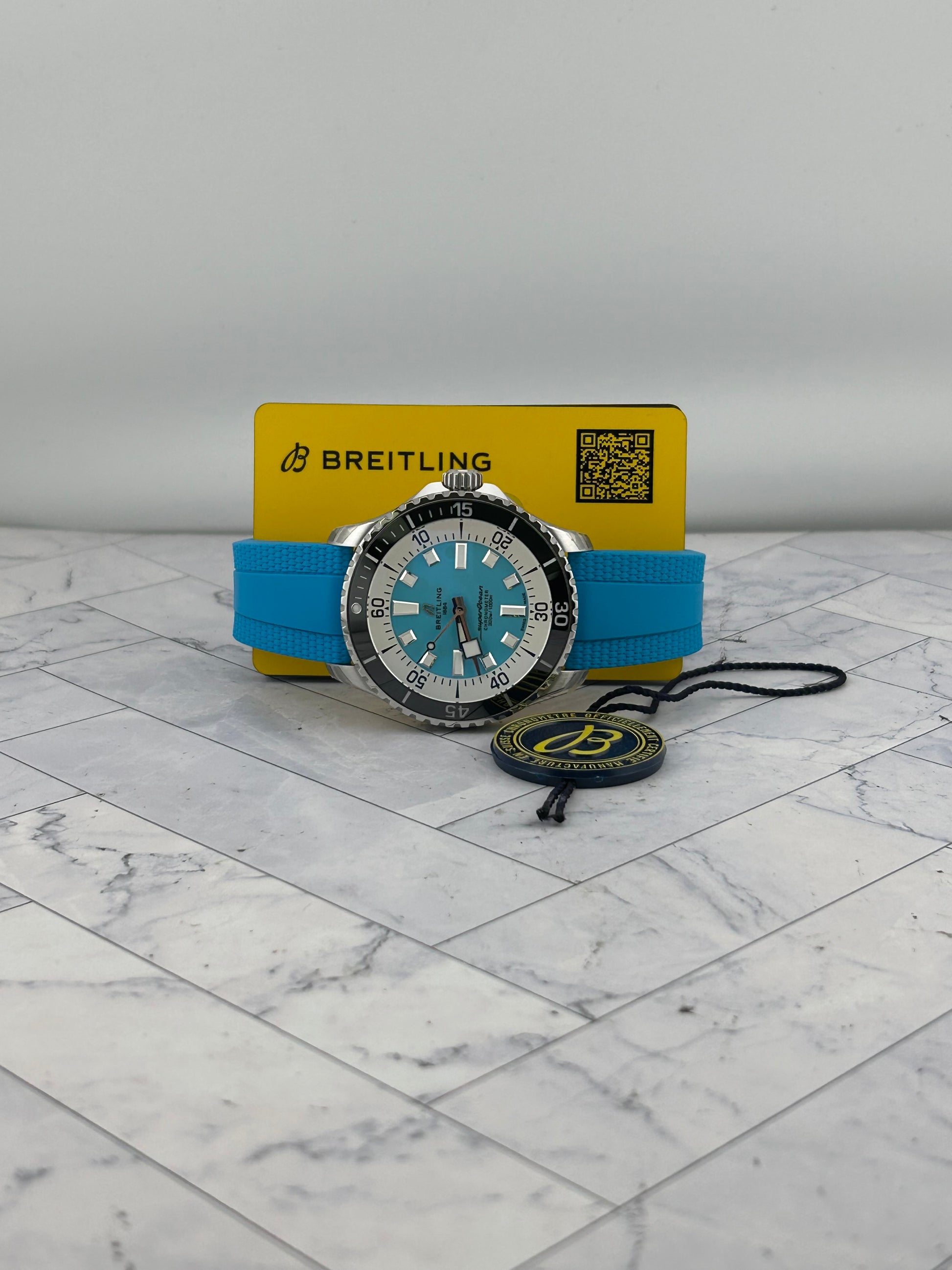 Breitling Superocean Automatic Turquoise Dial on Rubber Strap Ref. A17376211L2S2 Card 2026 — view 7