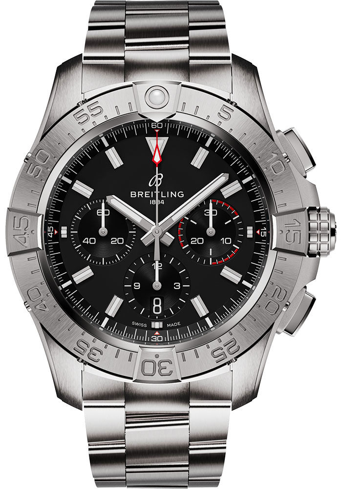Breitling Avenger B01 Chronograph Black Dial on Stainless Steel Bracelet Ref. AB0147101B1A1 Complete 2024