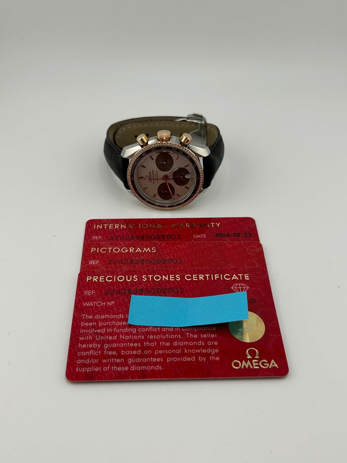 Omega Speedmaster Co-Axial Chronograph Cappuccino Dial on Leather Strap Ref. 324.28.38.50.02.002 Complete 2018 — view 9