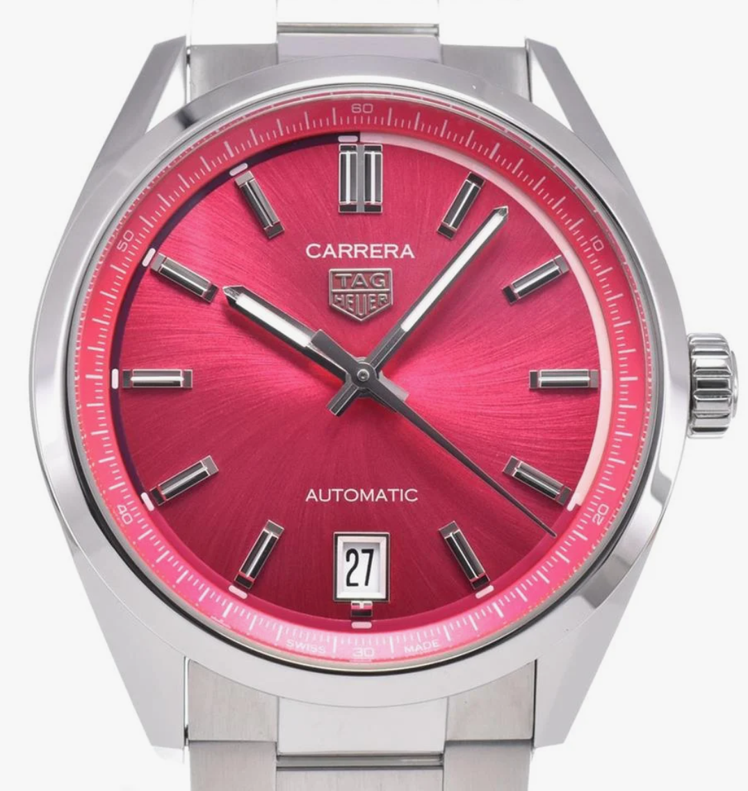 Tag Heuer Carrera Calibre 7 Pink Dial on Stainless Steel Ref. WBN2313.BA0001 Complete 2023