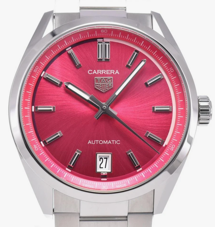 Tag Heuer Carrera Calibre 7 Pink Dial on Stainless Steel Ref. WBN2313.BA0001 Complete 2023