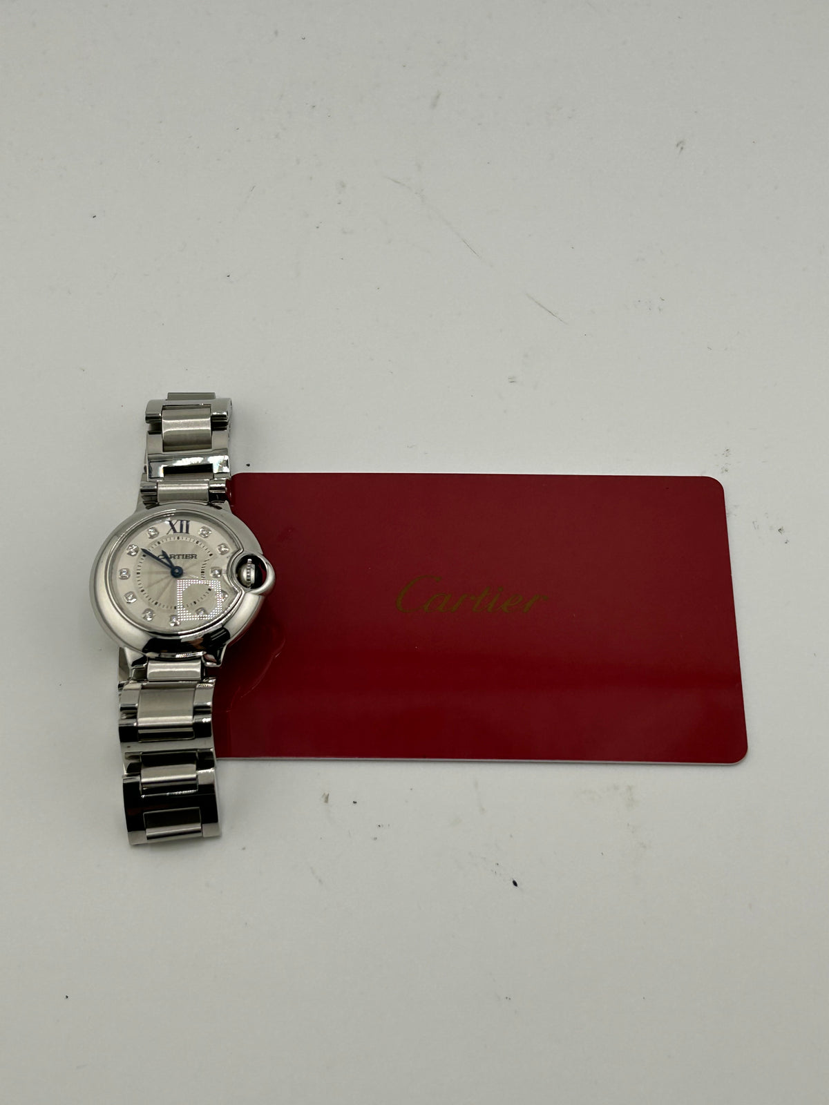 Cartier Ballon Bleu 28 Silver Diamond Dial on Stainless Steel Bracelet Ref. WE902073 Card 2019 — view 6