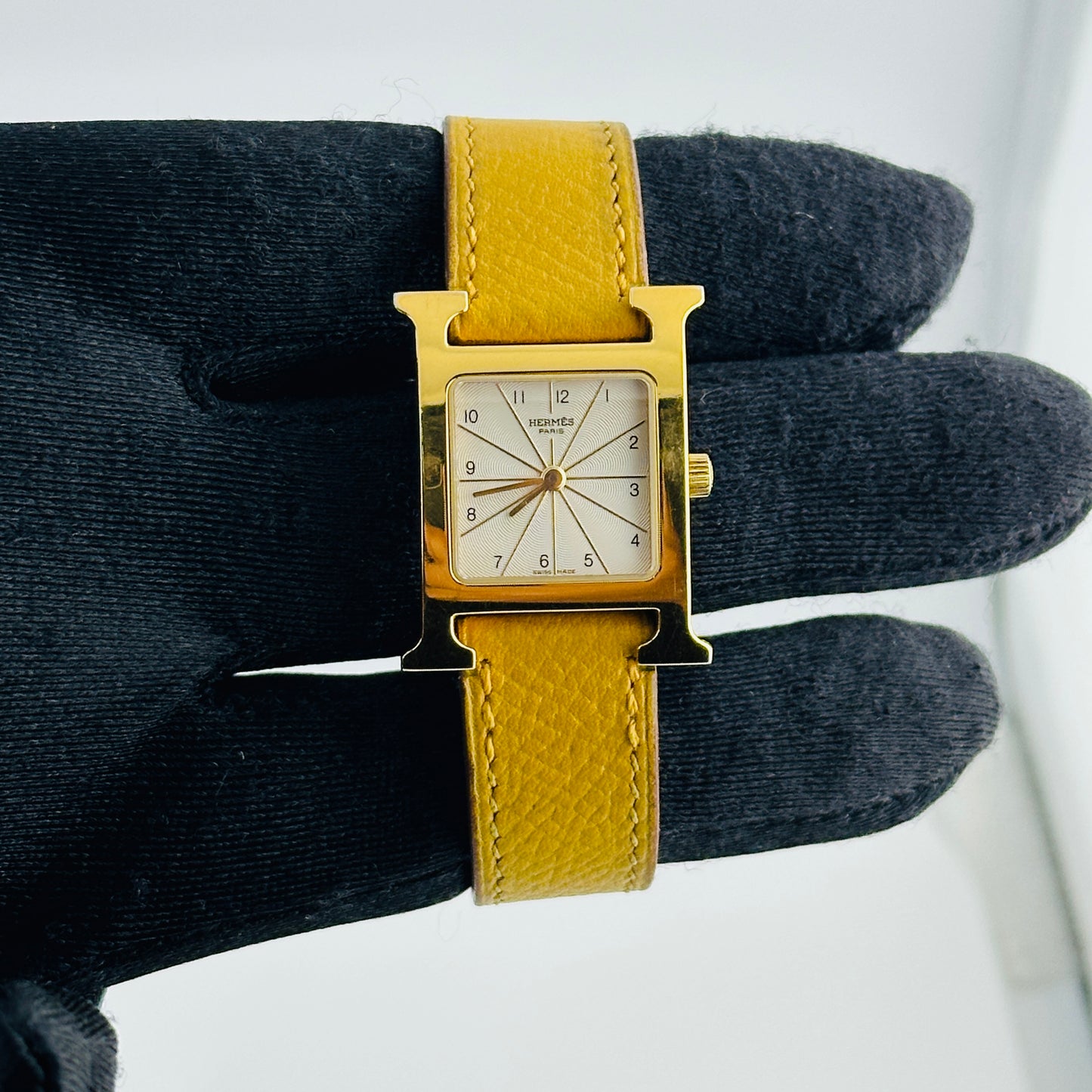 Hermes H White Dial on Leather Ref. HH1.201