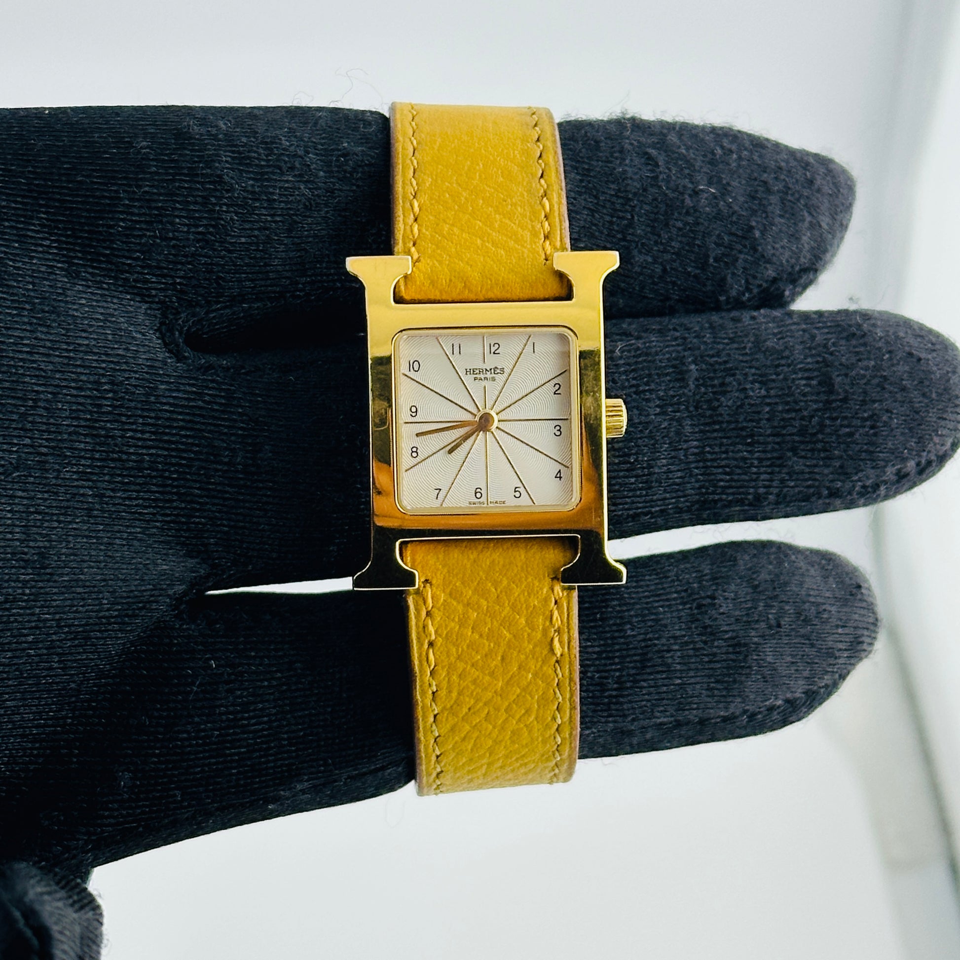 Hermes H White Dial on Leather Ref. HH1.201