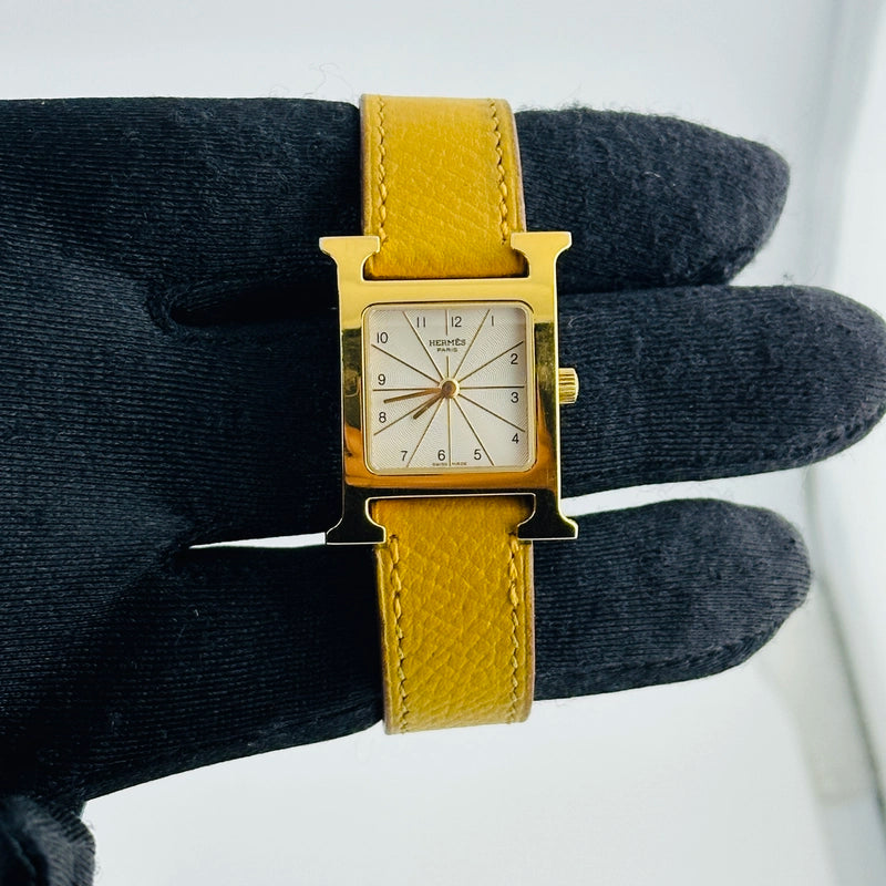 Hermes H White Dial on Leather Ref HH1.201