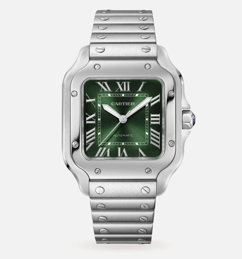 Cartier Santos de Cartier Medium Green Dial on Stainless Steel Bracelet Ref. 4075/WSSA0061 Card 2024
