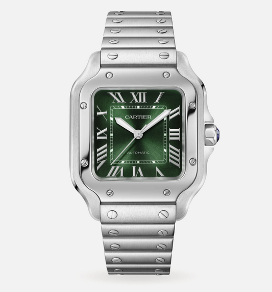 Cartier Santos de Cartier Medium Green Dial on Stainless Steel Bracelet Ref. 4075/WSSA0061 Card 2024