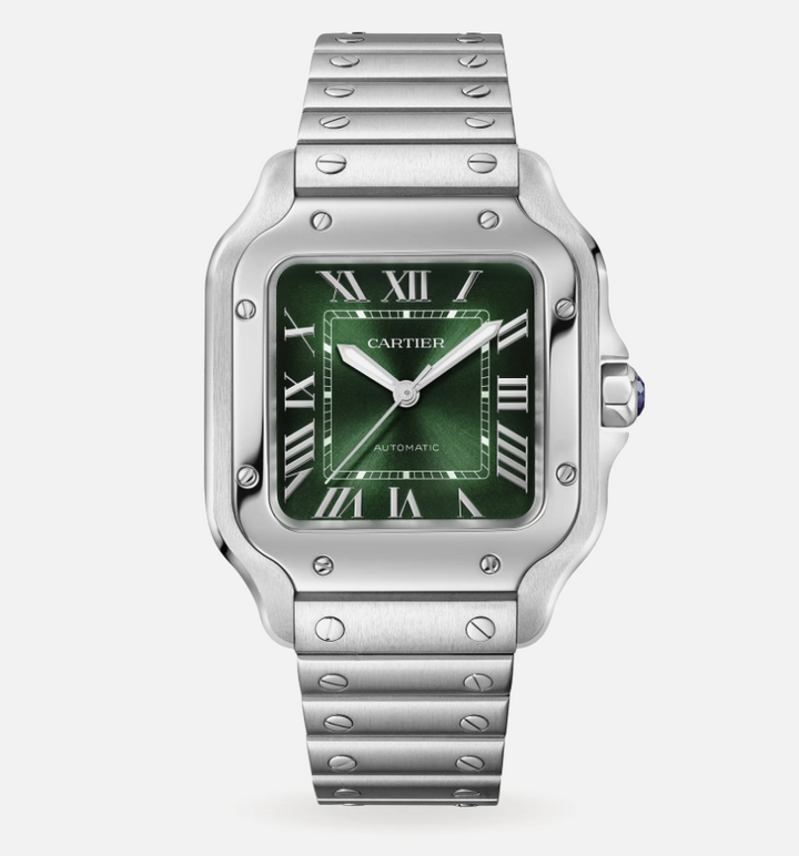 Cartier Santos de Cartier Medium Green Dial on Stainless Steel Bracelet Ref. 4075/WSSA0061 Card 2024