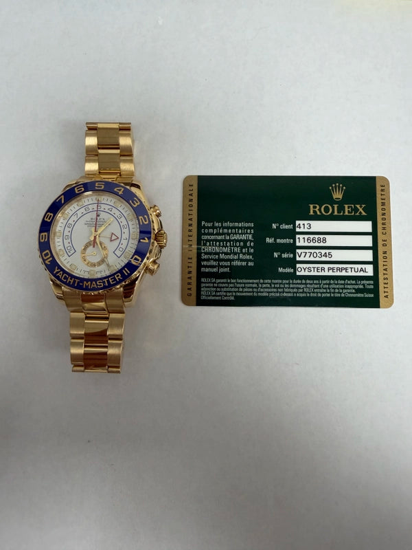 Rolex Yacht-Master II White Dial on Oyster Ref 116688 with Card Old Green 2011
