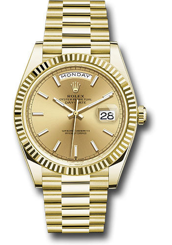 Rolex Day-Date 40 Champagne Index Dial on President Ref. 228238 Card 2018