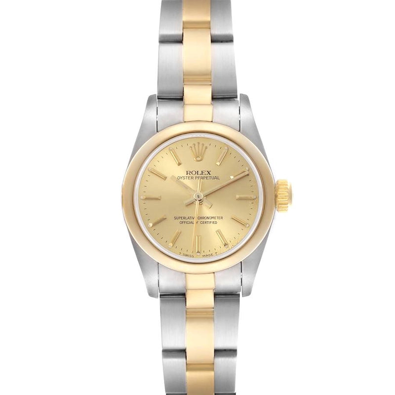 Rolex Oyster Perpetual Champagne Stick Dial on Oyster Ref 67183 with Papers 1985