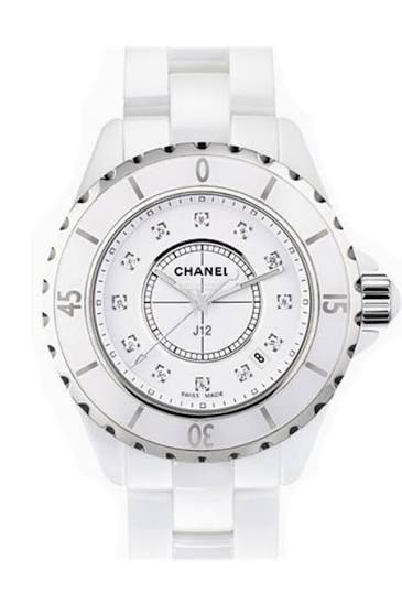 Chanel J12 White Diamond Dial on White Ceramic Bracelet Ref. H1628 Complete 2013