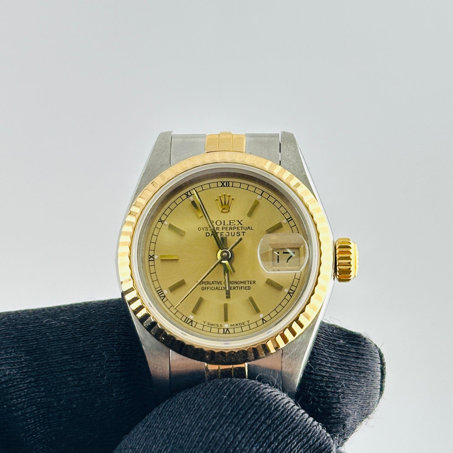 Rolex Datejust Lady Champagne Stick Dial on D Link Jubilee Ref. 69173 Papers 1989 — view 3