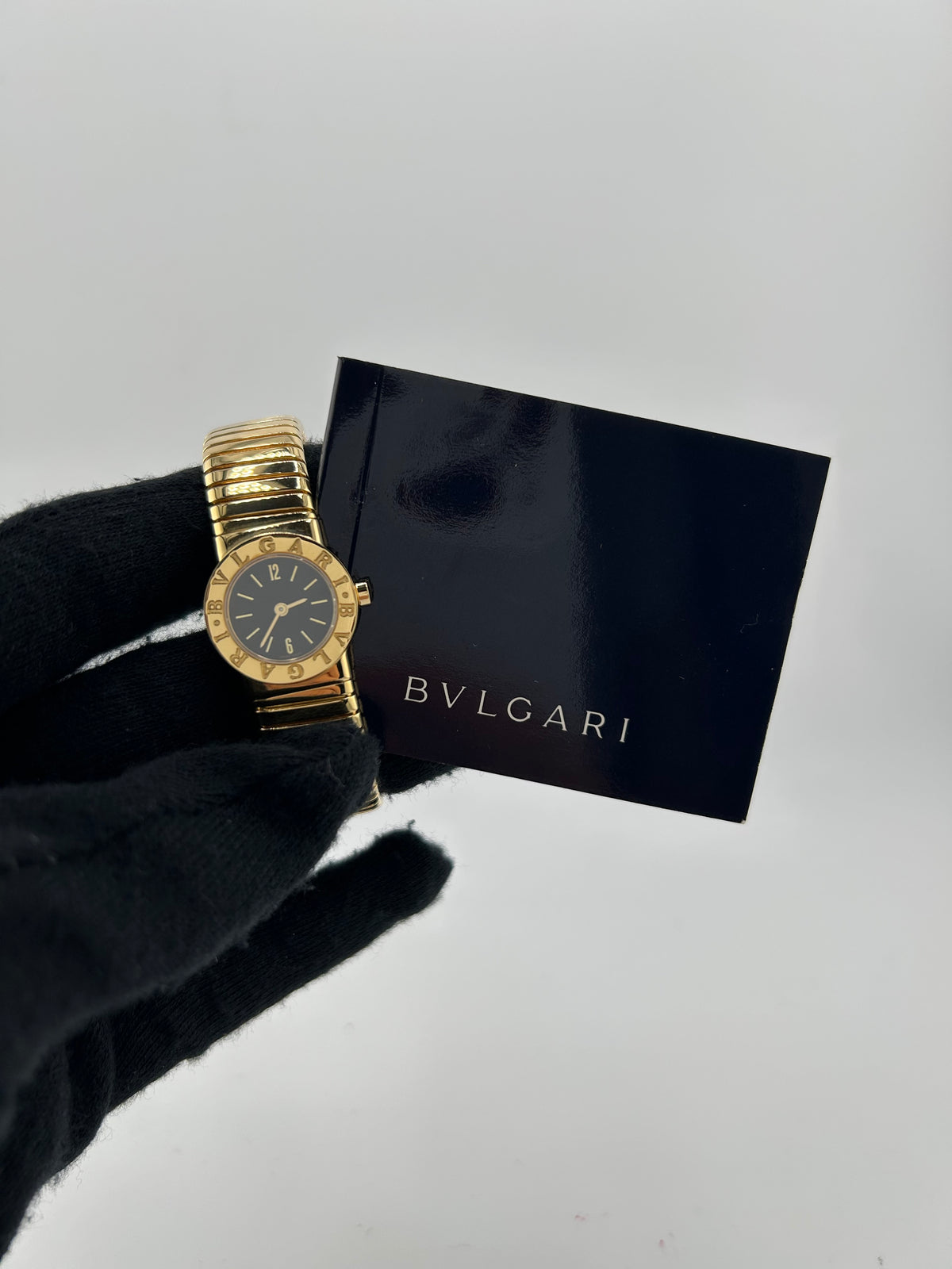 Bvlgari Mini Tubogas Black Dial on Yellow Gold Bracelet Ref. BB192T Papers 1996 — view 7