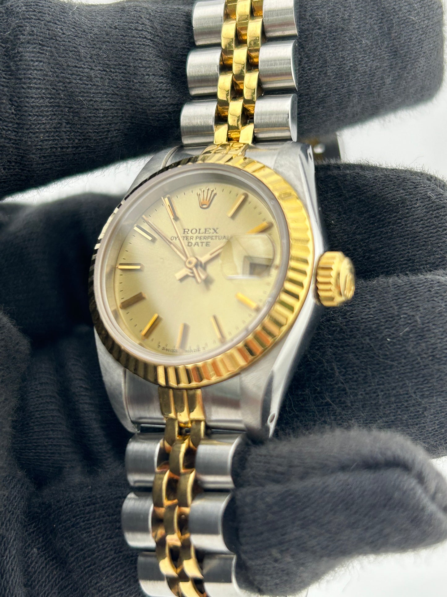 Rolex Datejust Lady Champagne Stick Dial on 2 Tone D Link Jubilee Ref. 69173 1986 — view 2
