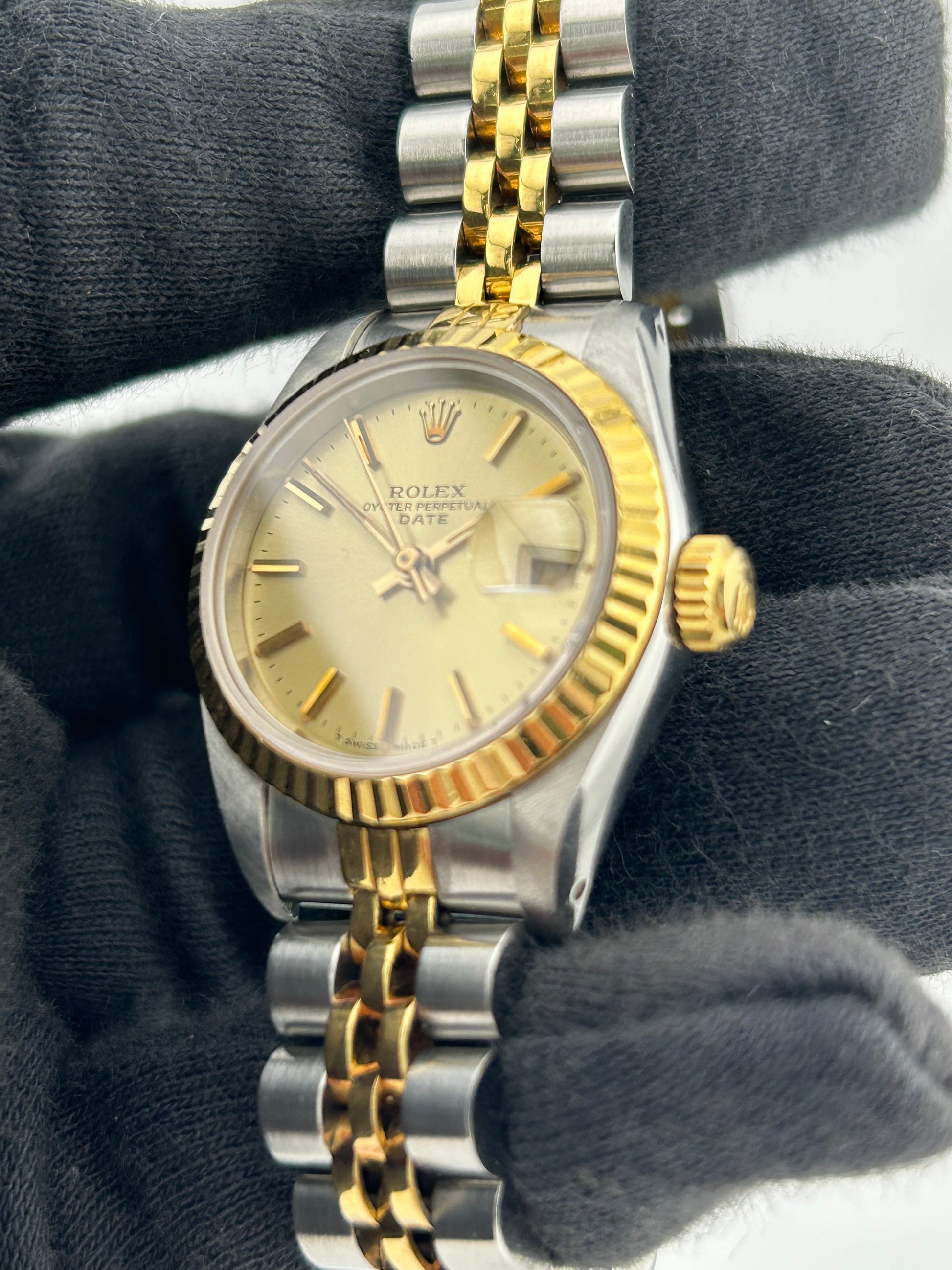 Rolex Datejust Lady Champagne Stick Dial on 2 Tone D Link Jubilee Ref. 69173 1986 — view 2