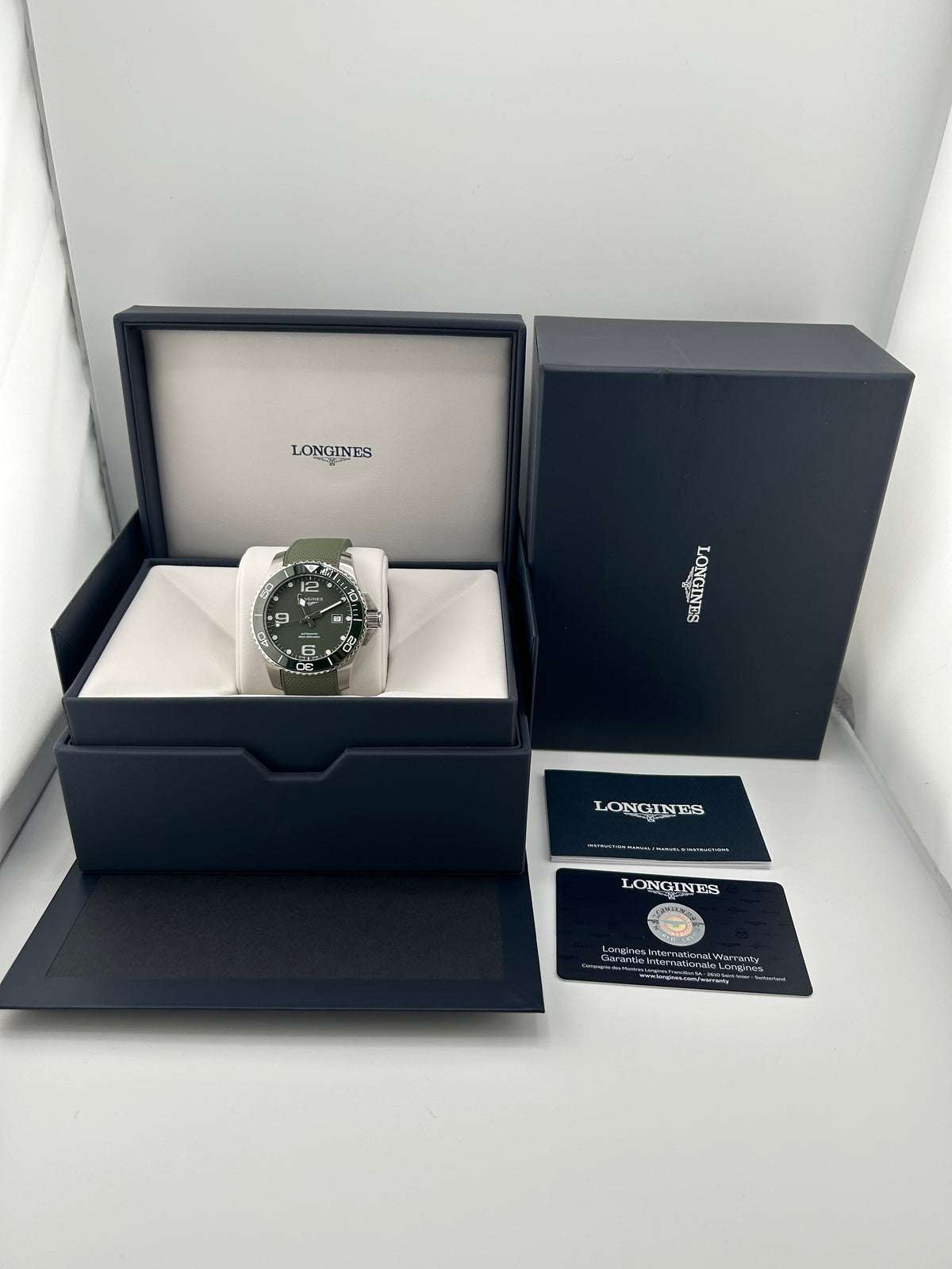 Longines Hydroconquest Green Dial on Rubber Band Ref. L3.782.4/4.06.9 Complete 2026 — view 8
