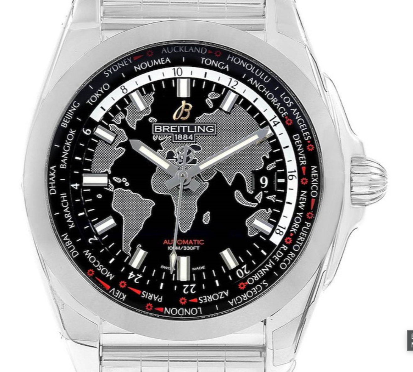 Breitling Galactic Unitime Black Dial on Rubber Strap Ref. WB3510 Complete