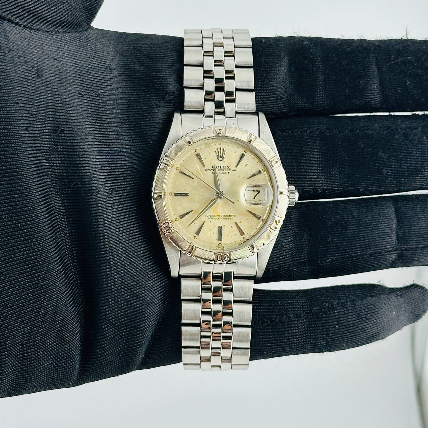 Rolex Datejust Thunderbird Silver Stick Dial on Folded Jubilee Bracelet Ref. 1625 1960 — view 2