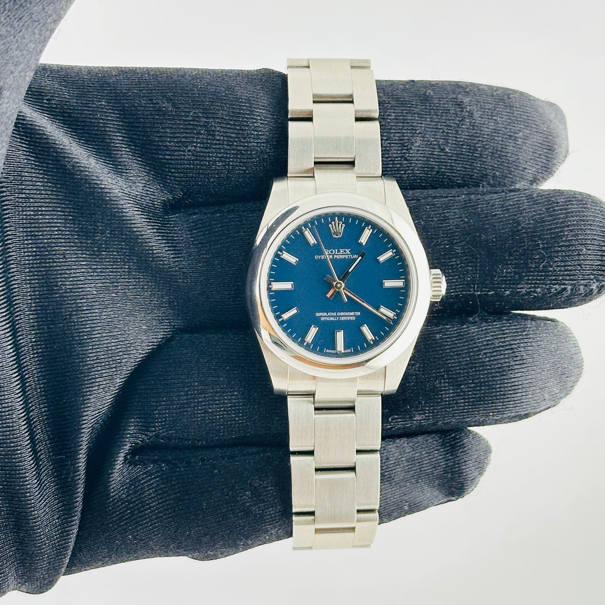Rolex Oyster Perpetual Am Blue Stick Dial on Oyster Bracelet Ref. 177200 2018