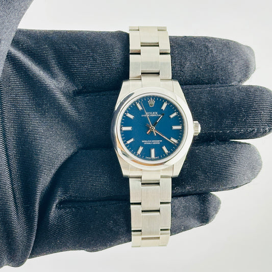 Rolex Oyster Perpetual Am Blue Stick Dial on Oyster Bracelet Ref. 177200 2018