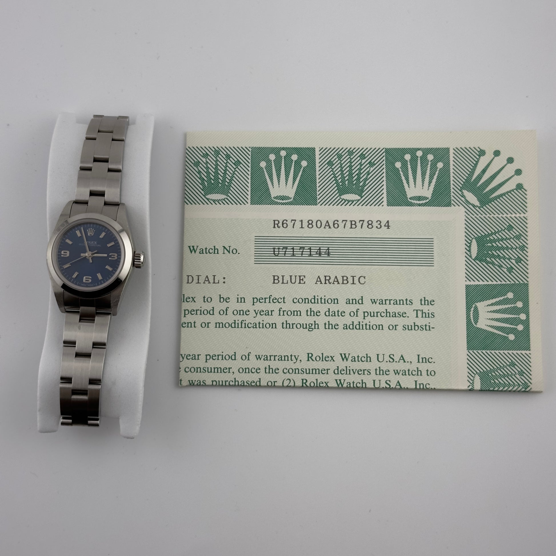Rolex Oyster perpetual Blue Dial on Oyster Ref. 67180 Papers 1997 — view 5