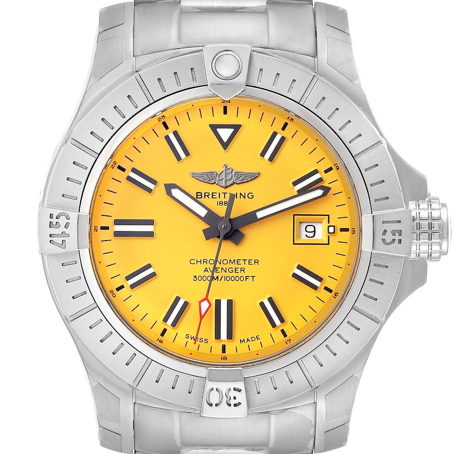 Breitling Avenger Seawolf Yellow Dial on Stainless Steel Bracelet Ref. A17319 Card 2024