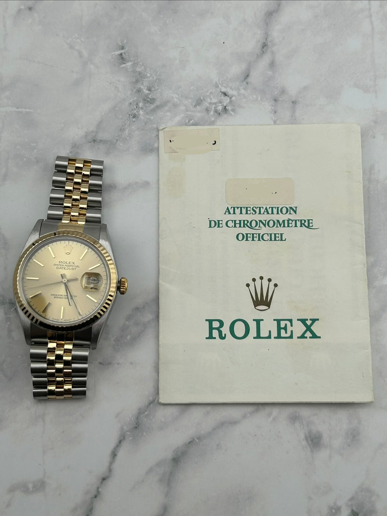 Rolex Datejust Gold Dial on Jubilee Ref. 16233 Papers 1994 — view 8