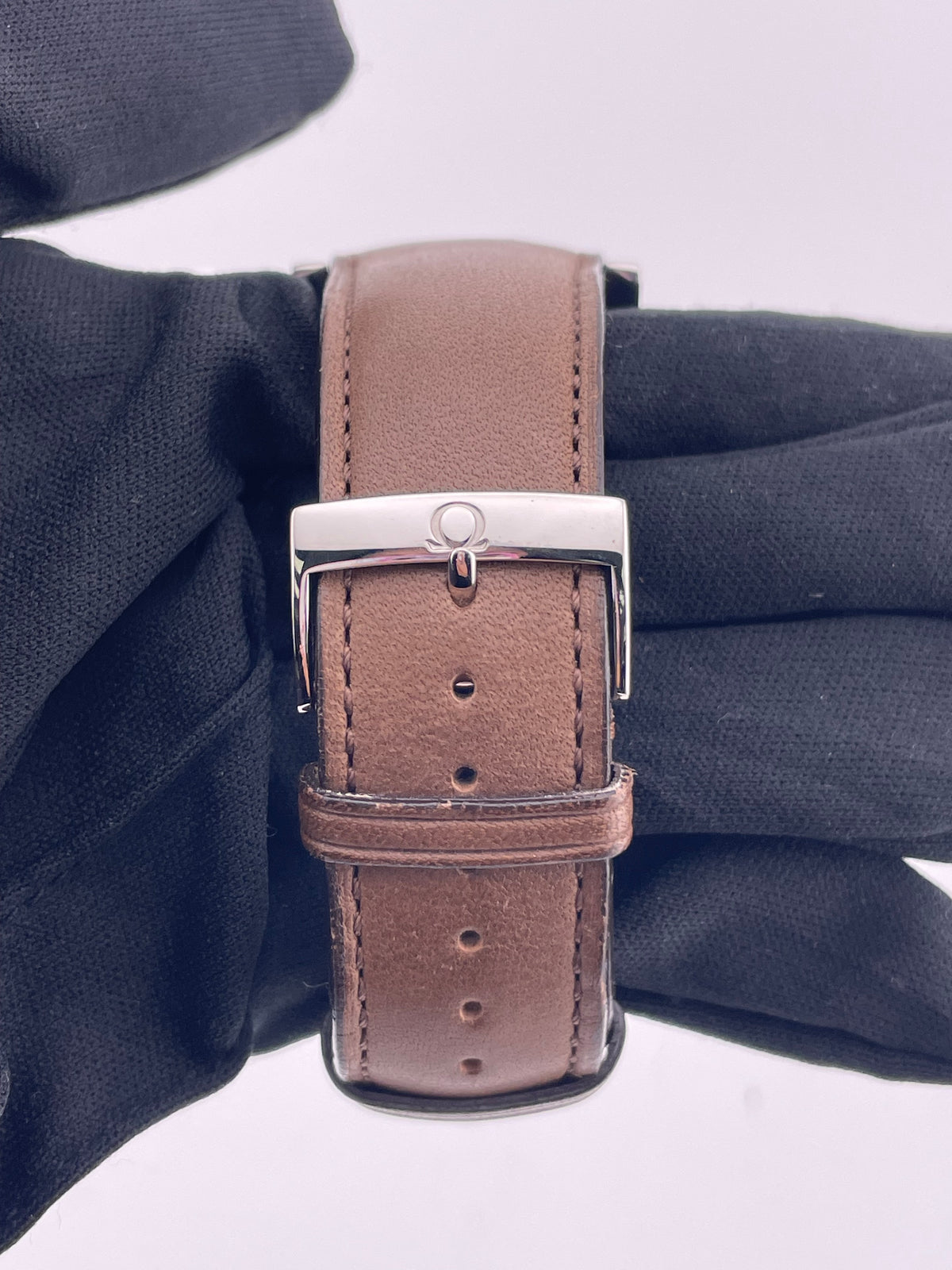 Omega Museum Silver Roman Numerals Dial on Brown Leather Strap Ref. 516.13.41.10.02.001 Complete Open Date — view 3